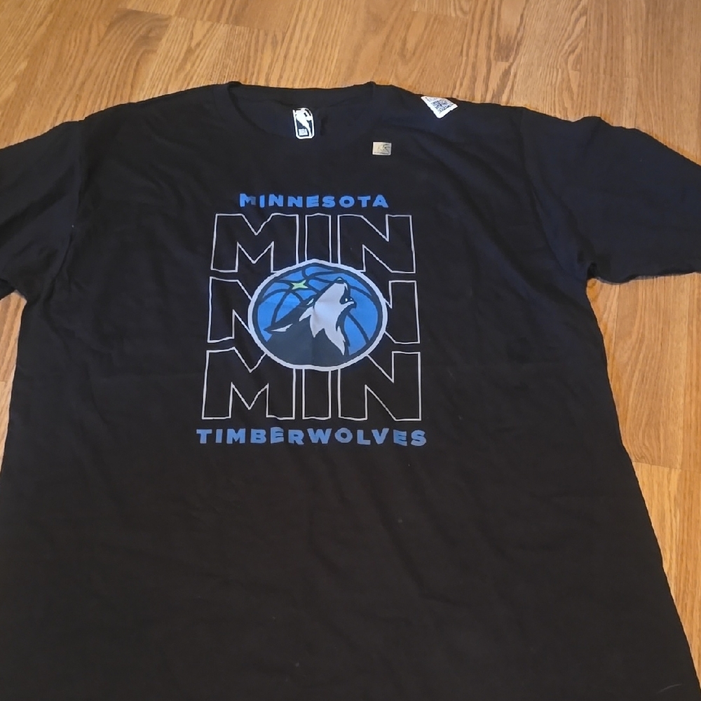 NBA Timberwolves Black and Blue Short Sleeve Tee